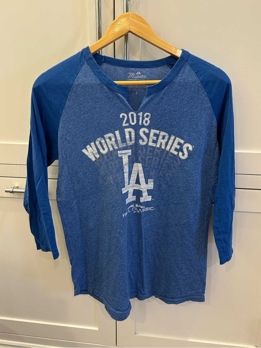 Dodgers 3/4 sleeve baseball tee - Adult S Blue